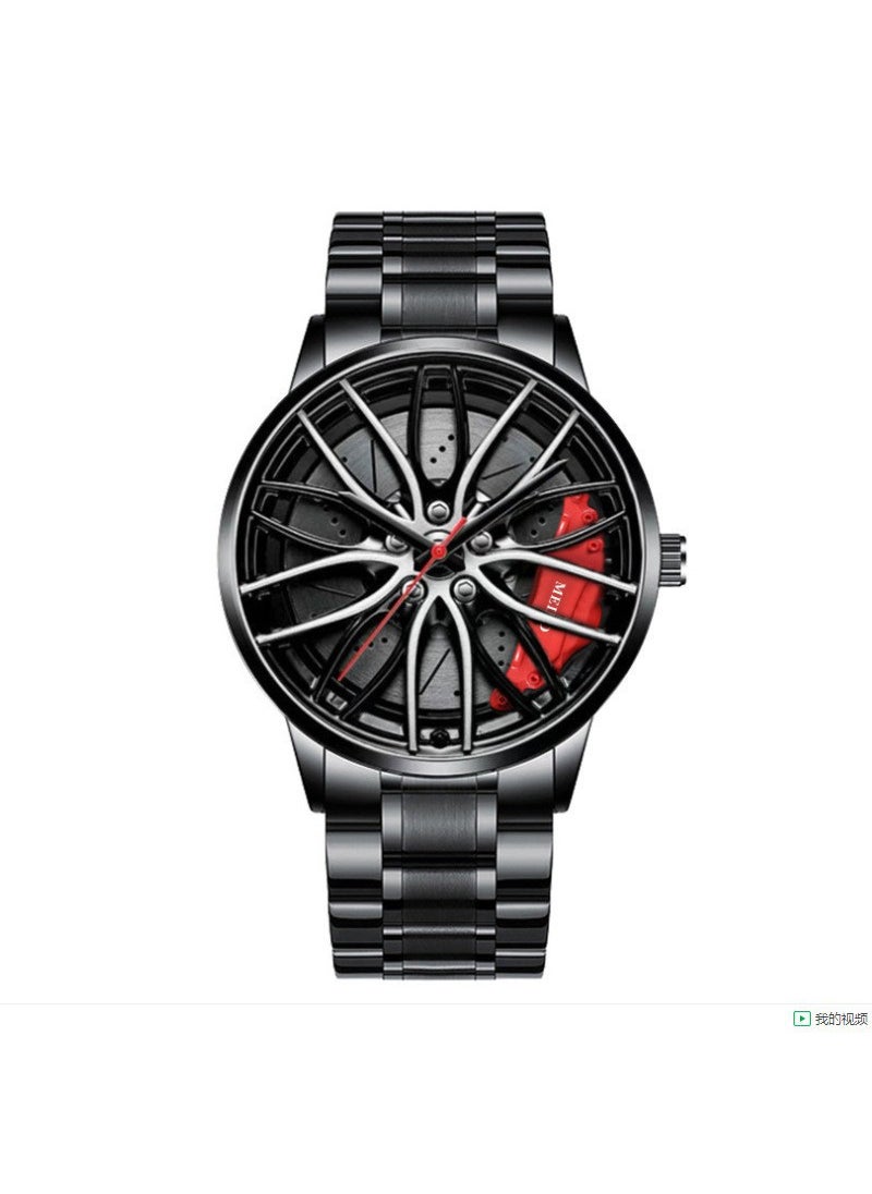 Generic - Automatic Quartz Movement Mens Hub Watch Red Steel Belt - Image 1