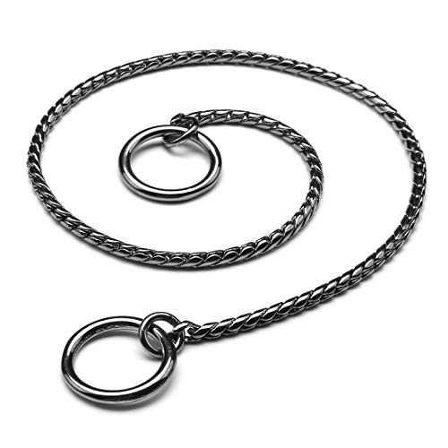 Mogoko Stainless Steel Dog Choke Chain Collar Puppy Metal Snake Chain Slip Collar Pet Titan Training Walking Choker Black24050mm - Image 3