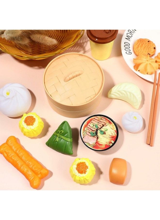 NUOBESTY - Chinese Breakfast Pretend Play Food Sets For Kids Kitchen 2 Sets Chinese Breakfast Mini Food Play Set Children Pretend Play Toy For Children Family Dollhouse Furniture - Image 1
