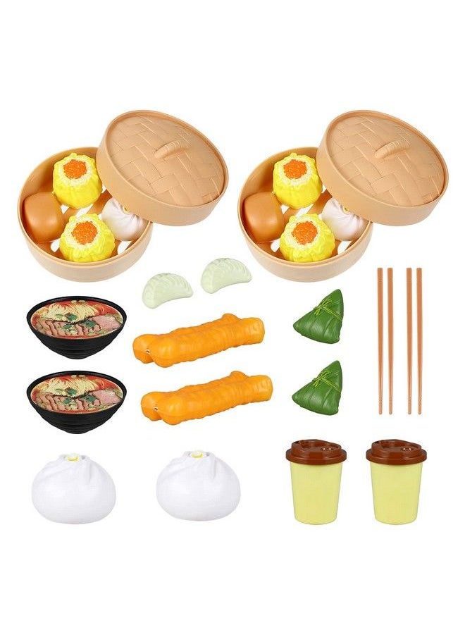 NUOBESTY - Chinese Breakfast Pretend Play Food Sets For Kids Kitchen 2 Sets Chinese Breakfast Mini Food Play Set Children Pretend Play Toy For Children Family Dollhouse Furniture - Image 1