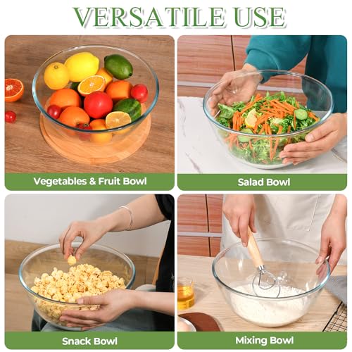GEHE Glass Salad Bowl with Lid, 10.6Inch Large Trifle Bowl Glass Fruit Bowl, 4.7 Quart Large Capacity Serving Bowls for Salad, Pasta, Fruit, Dessert Display Cake, Microwave Safe - Image 5