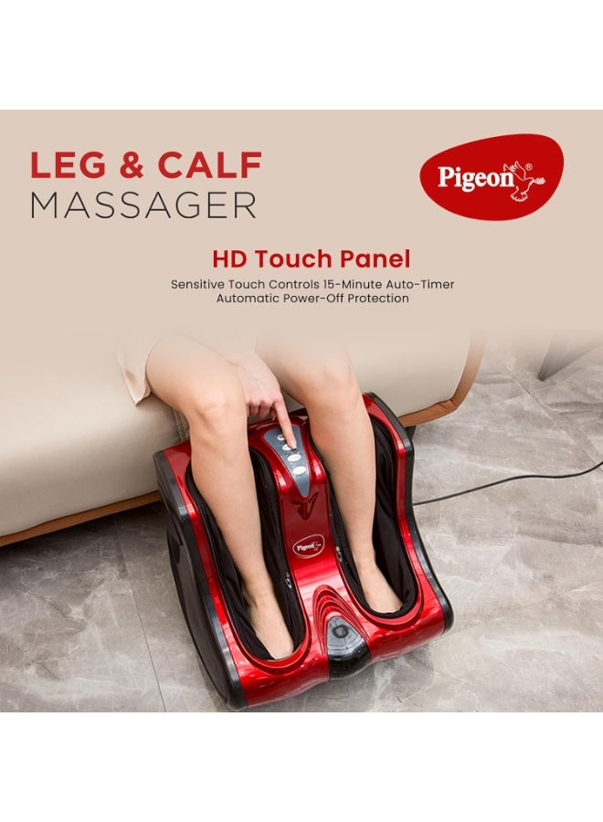 Pigeon Electric Neura Calf, Foot and Leg Massager for Home | Pain Relief Massage for Legs | Heat with 4 Vibration Motors | Rolling and Kneading - Improve Blood Circulation, Red - Image 3