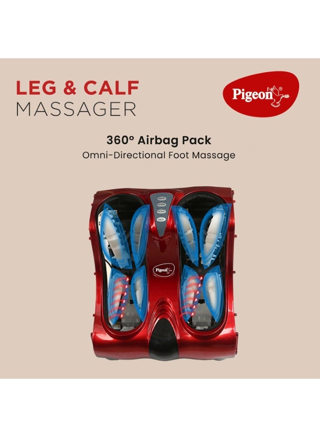 Pigeon Electric Neura Calf, Foot and Leg Massager for Home | Pain Relief Massage for Legs | Heat with 4 Vibration Motors | Rolling and Kneading - Improve Blood Circulation, Red - Image 4