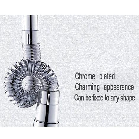 PEFKO PFK029 PVC Water Outlet Flexible & Streachable Waste Pipe for Bathroom Wash Basin/Kitchen Sink (SILVER [ CHROME FINISH ], PACK OF 1) - Image 3