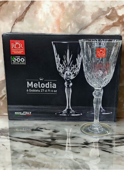 Italian RCR crystal goblets set of 6 pieces 270ML - MELODIA