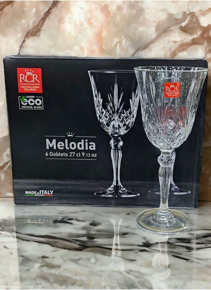 Italian RCR crystal goblets set of 6 pieces 270ML - MELODIA