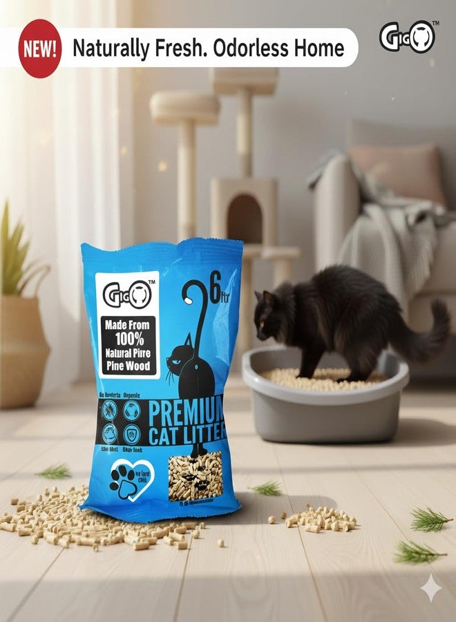 Gigo Premium Pine Wood Cat Litter 6L - Natural, Low Dust, Highly Absorbent, Odour Control, Eco-Friendly Pellet Litter for Cats - Image 3