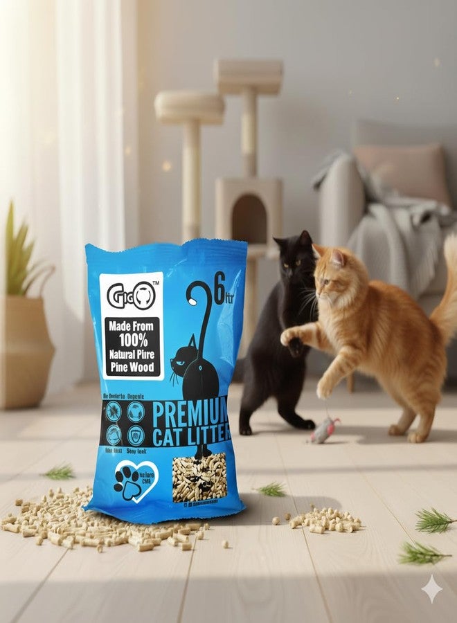 Gigo Premium Pine Wood Cat Litter 6L - Natural, Low Dust, Highly Absorbent, Odour Control, Eco-Friendly Pellet Litter for Cats - Image 4