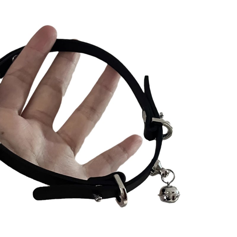 Punk Girl Black Neck Band Choker Bell Short Neck Chain Niche High-end Clavicle Chain (Black Bell Collar)