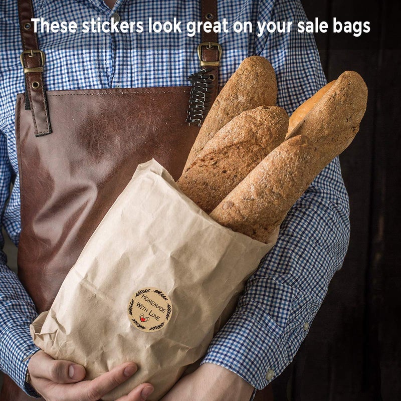 Fancy Land 500 Pcs Homemade with Love Stickers Perforated Roll Business Sticker Labels Home Kitchen Stickers for Homemade Bread 1.5 Inch 9 Designs - Image 5