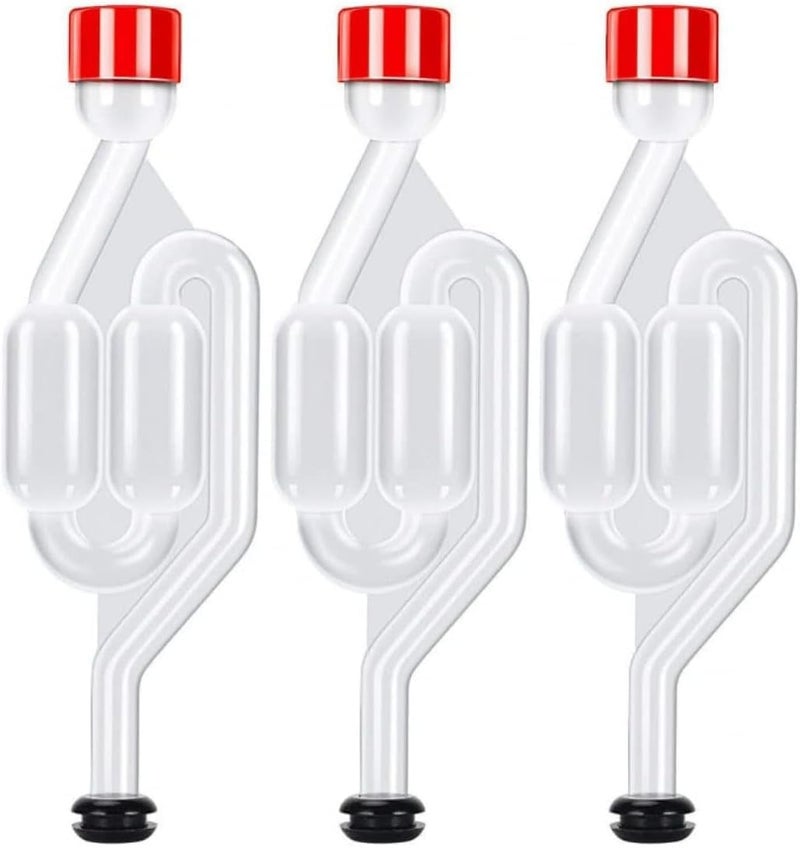 Bukela 3 Pack Airlocks for Fermenting,Twin Bubble Airlocks Set, Used for Brewing Wine, Beer, Sauerkraut - Image 1