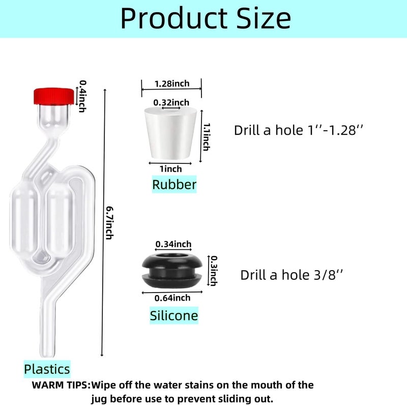 Bukela 3 Pack Airlocks for Fermenting,Twin Bubble Airlocks Set, Used for Brewing Wine, Beer, Sauerkraut - Image 2