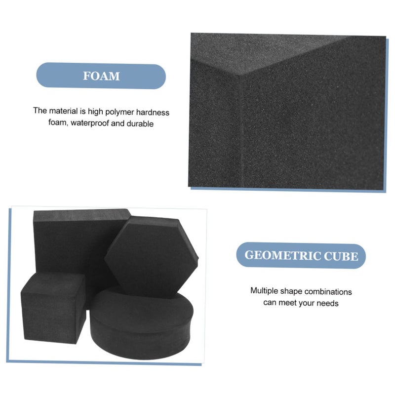 4pcs Geometric Cube Photo Props Black Lightweight Foam Photography Background Decor Portable Design For Jewelry Cosmetics Indoor Outdoor Use - Image 4