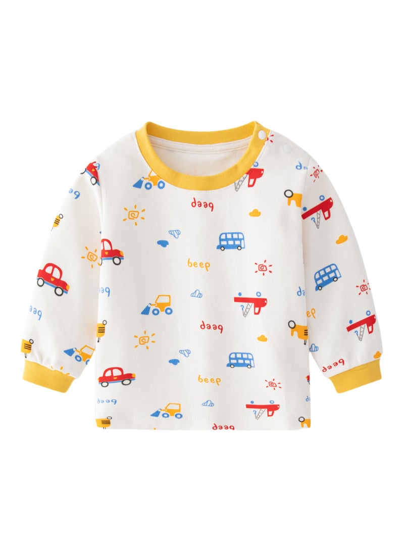 Kids Baby Lounge Set - Cotton Rich Long Sleeve Top & Pants, Soft Knit, 3 Cute Prints, Medium Weight - For 6-36 Months  - Image 3