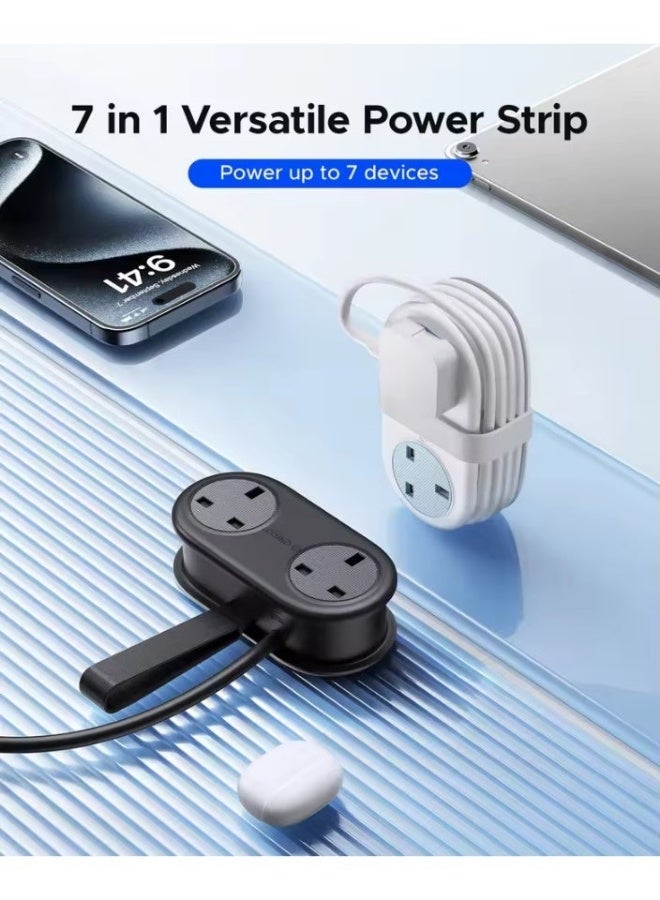 ORICO UK Plug Electrical Power Strip with Multiple 2 AC Outlets 2 USB Port 2 Type C Port 1.6M Extension Cord Portable Travel - Image 2