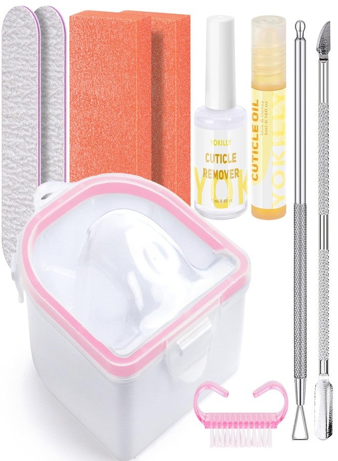 Yokilly Nail Soaking Bowl, Soak Off Gel Polish Remover Manicure Bowl, Acetone Nail Soak Off Bowl for Acrylic Nails Dip Powder Remover Kit with Cuticle Oil, Cutile Remover, Cuticle Pusher Peeler - Image 1