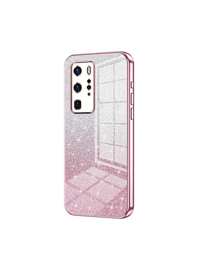 زبون جراب لهاتف Huawei P40 Pro، جراب هاتف مطلي بالكهرباء بلون مسحوق لامع متدرج - Image 1