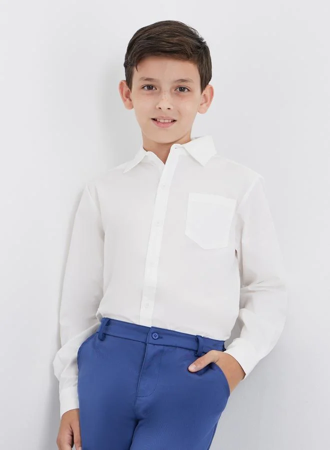 ستايلي Styli Boys White Long Sleeves Shirt with Pocket
