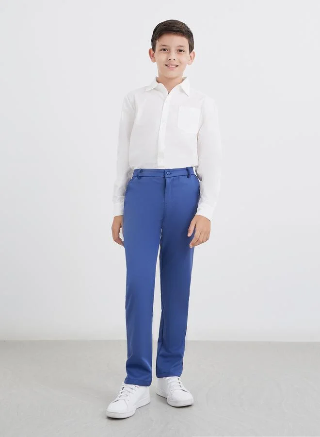 ستايلي Styli Boys White Long Sleeves Shirt with Pocket