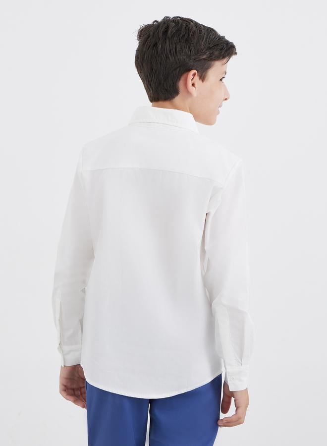 Styli Boys School Uniform White Long Sleeves Shirt With Pocket - Image 5