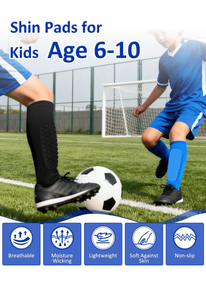 1 Pair Football Shin Guards, Breathable Honeycomb Pads, Lightweight Impact Protection, Non-Slip Calf Compression Sleeves for Boys and Girls, Football Rugby Basketball Sports (S Black) - Image 4