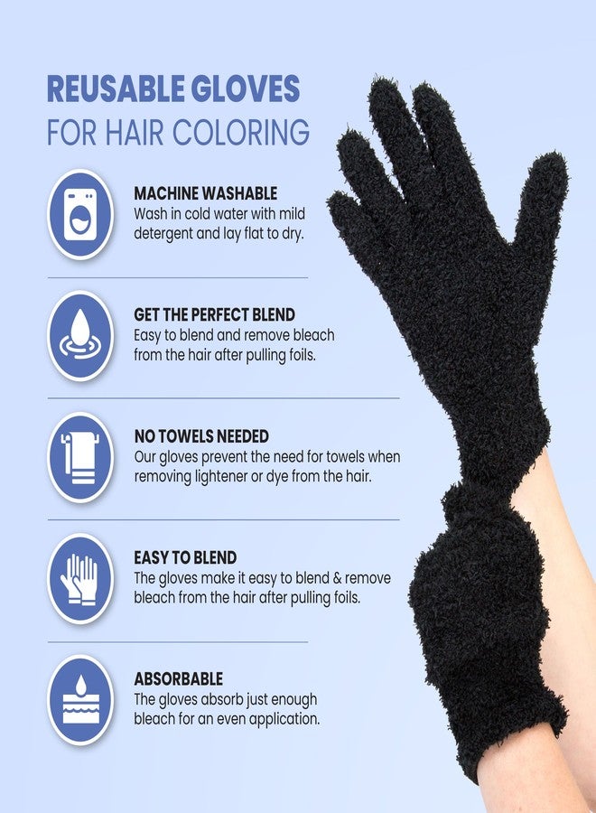 Salon Supply Co Microfiber Gloves - Black - Set of 2 - Reusable Gloves for Hair Coloring - Hair Dye Gloves - Color Melting Gloves - Bleach Blender Gloves - Image 2