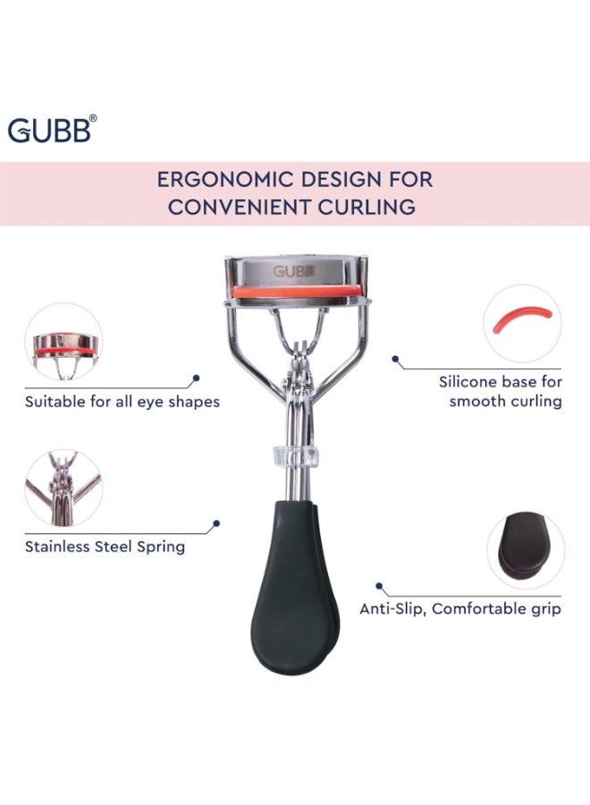GUBB Eyelash Curler For Women - Suitable for all eye shapes | offers perfect curls | comfortable to hold | elegant design | An Eye Makeup Tool Comes with silicon base - Black - Image 4