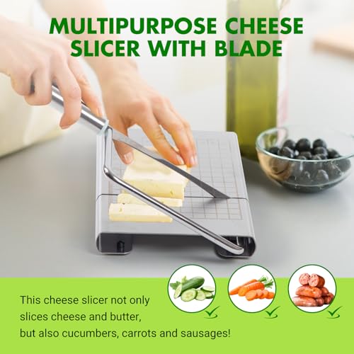 DGLOZE Stainless Steel Cheese Slicer Multipurpose Cheese Cutter for Block Cheese Butter Fruits Vegetables Easy to Clean Dishwasher Safe - Image 3
