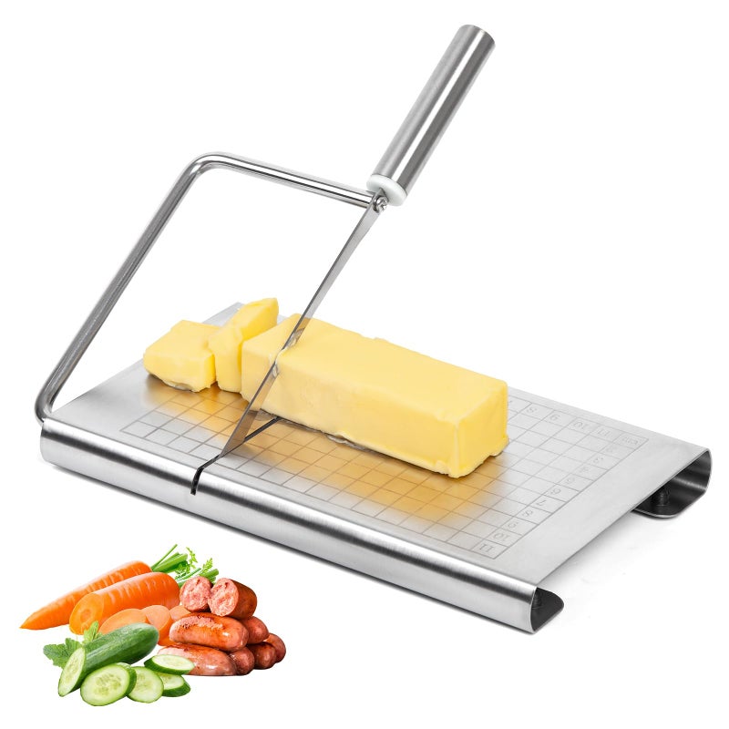 DGLOZE Stainless Steel Cheese Slicer Multipurpose Cheese Cutter for Block Cheese Butter Fruits Vegetables Easy to Clean Dishwasher Safe - Image 2