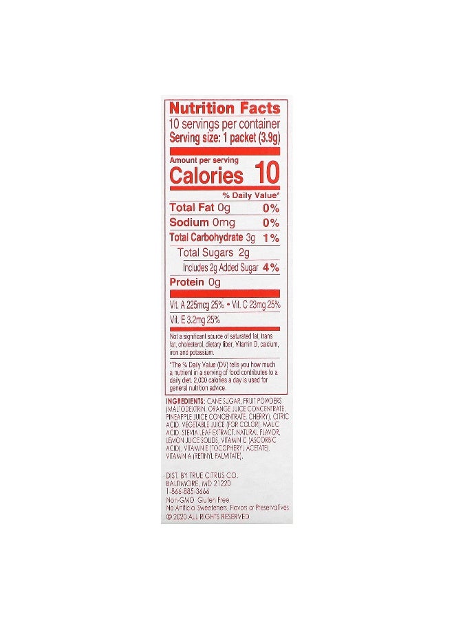 True Citrus True Citrus, True Lemon, Kids Drink Mix, Fruit Punch, 10 Packets 0.14 oz (3.9 g) Each  - Image 2