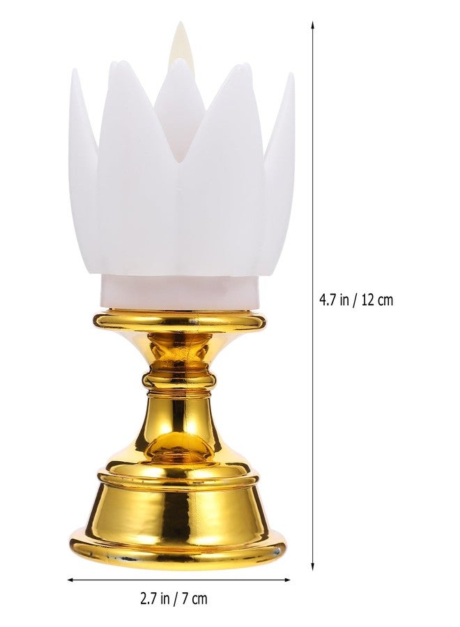 جارنيك مصباحان LED على شكل زهرة اللوتس من جارنيك - مصباح مذبح بوذي - مصباح زيت صناعي LED أبيض نقي - شموع LED عتيقة للمناسبات البوذية - Image 3