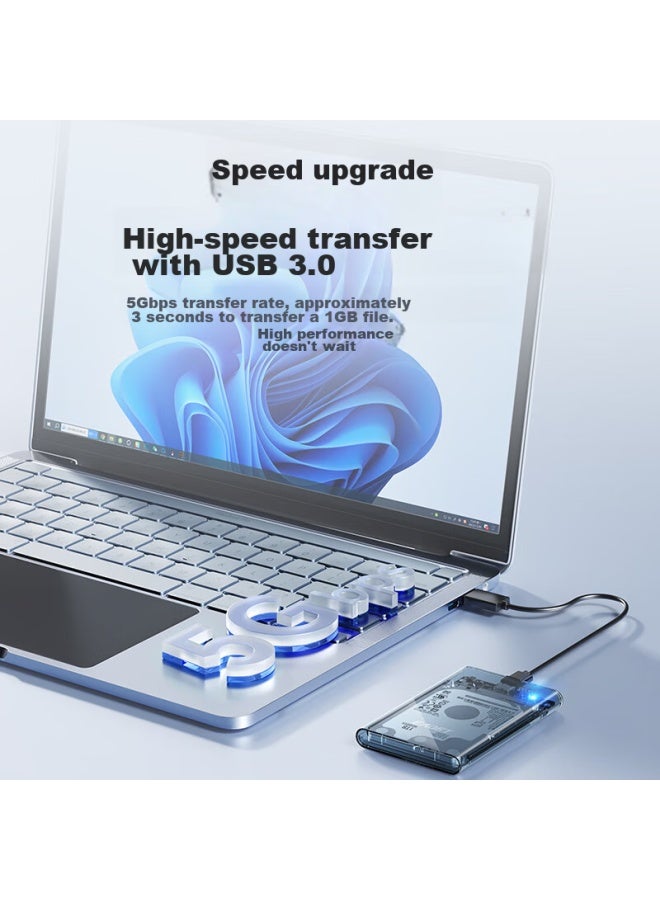 EAGET Yijie 2.5-inch Hard Drive Enclosure, Sata Interface, Type-c High-speed Transfer, Usb 3.0, For Laptops, Mechanical And Solid State Drives, External, Fully Transparent Hard Drive Case, 6gbps - Image 2