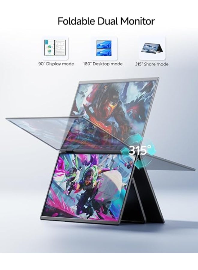 Portable Dual-Screen Monitor - Foldable & Lightweight Laptop Screen Extender - 1080P FHD USB-C/HDMI - Ideal for Daily Use - Image 2