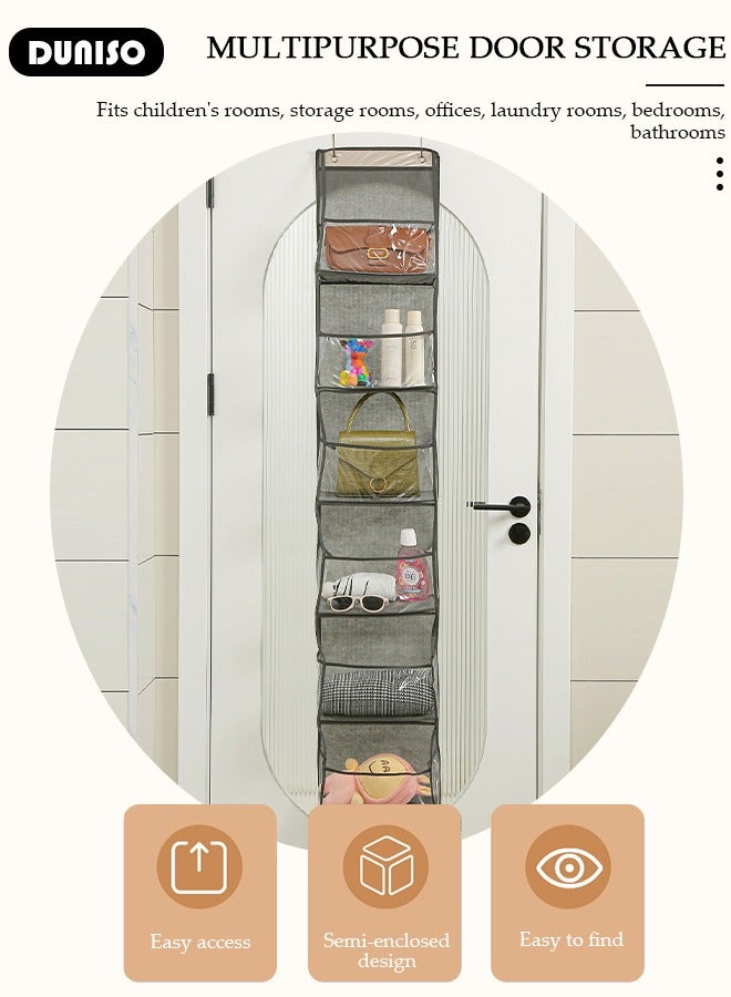 DUNISO Over The Door Organizer Storage,Hanging Door Organizer with 6 Large Pockets, Foldable Hanging Closet Storage with 2 Metal Hooks, Hanging Storage Organizer with Clear Window for Kids Toys, Shoes, Diapers  - Image 3