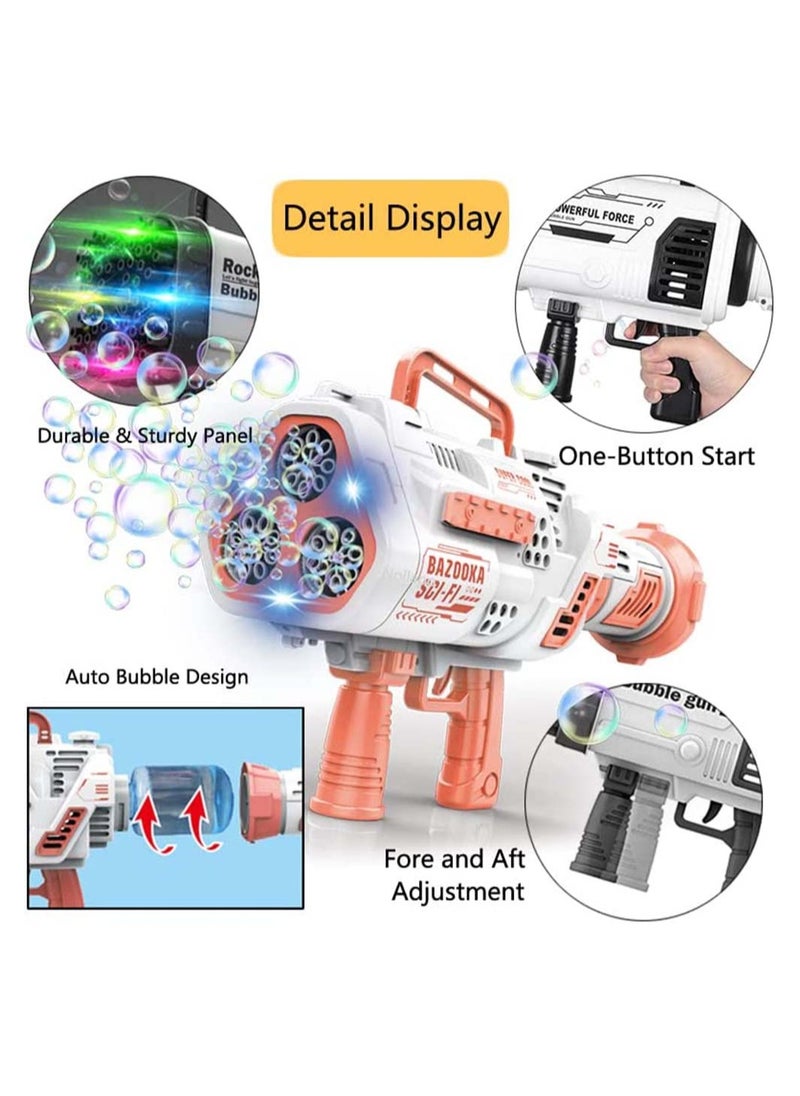 Captaintech Bubble Gun Blower Bubble Auto Machine Gun 24 Hole Light Up Bubble Maker Rocket Launcher Bubble Maker Electric Bubble Gun Bubble Blaster for Kids Summer Toy Birthday Gift  - Image 4