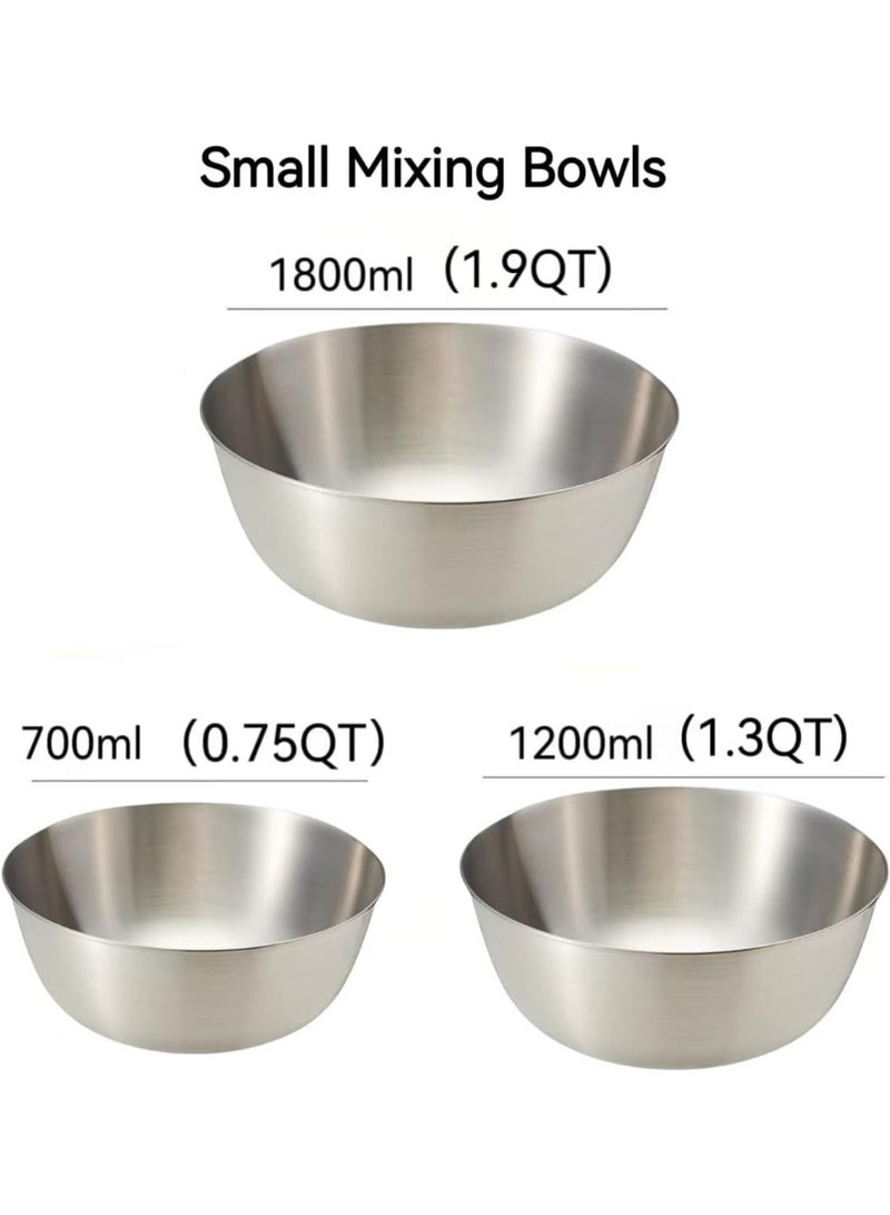 هومستر الفولاذ المقاوم للصدأ خلط الأوعية-3 حزم صغيرة سميكة الفولاذ المقاوم للصدأ مسطحة أسفل خلط الأوعية مجموعة، المنزل، الثلاجة، والمطبخ منظمي تخزين الأغذية - Image 2