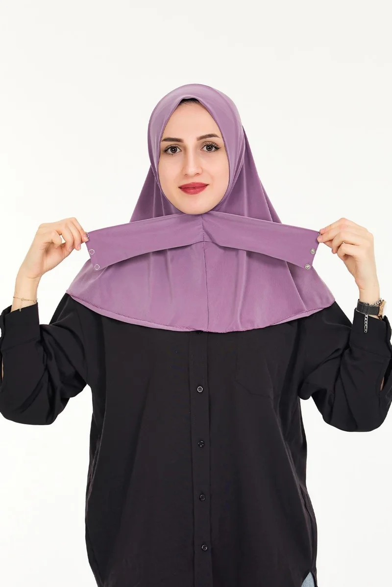 Sensu Women's Hijab Ready Made Hijab Bonnet Shawl with Snap Fasteners