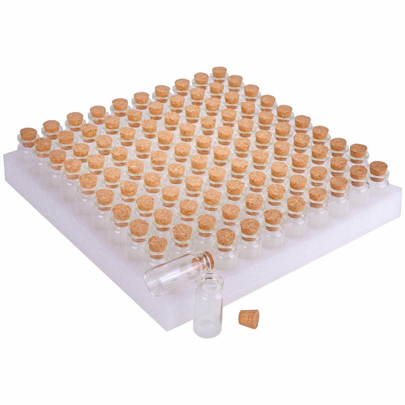 Maxmau 10Ml Small Glass Bottles With Cork Stoppers Pack Of 100 Vials Tiny Jars For Diy Art Crafts Projects Store Wishing Bottles Message Wedding Favors Gift - Image 1