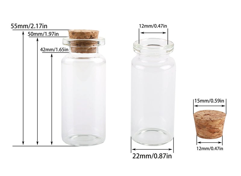 Maxmau 10Ml Small Glass Bottles With Cork Stoppers Pack Of 100 Vials Tiny Jars For Diy Art Crafts Projects Store Wishing Bottles Message Wedding Favors Gift - Image 3