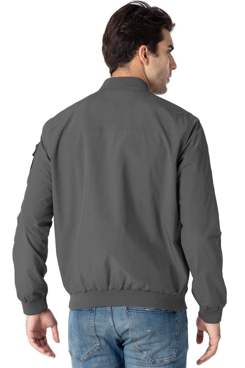 Rdruko Men's Windbreaker Lightweight Softshell Casual Athletic Flight Bomber Jacket(Grey, US XL) - Image 2