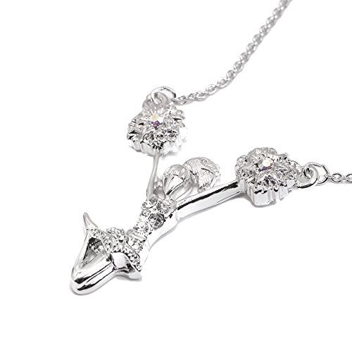 Spinningdaisy Crystal Cheerleader Necklace – 1-Inch Pom Pom Charm Pendant (Cheerleader With Pom poms) - Image 3