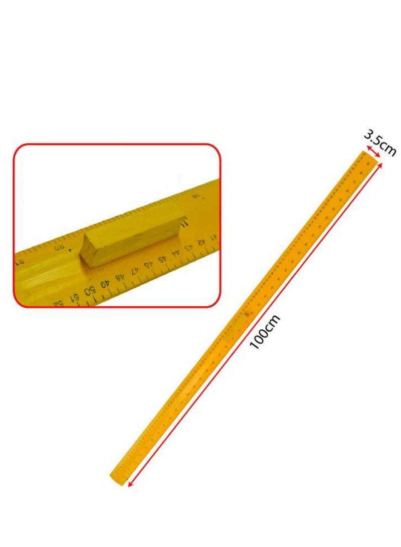 مسطرة خشبية صفراء 1 متر YY015 - Image 1