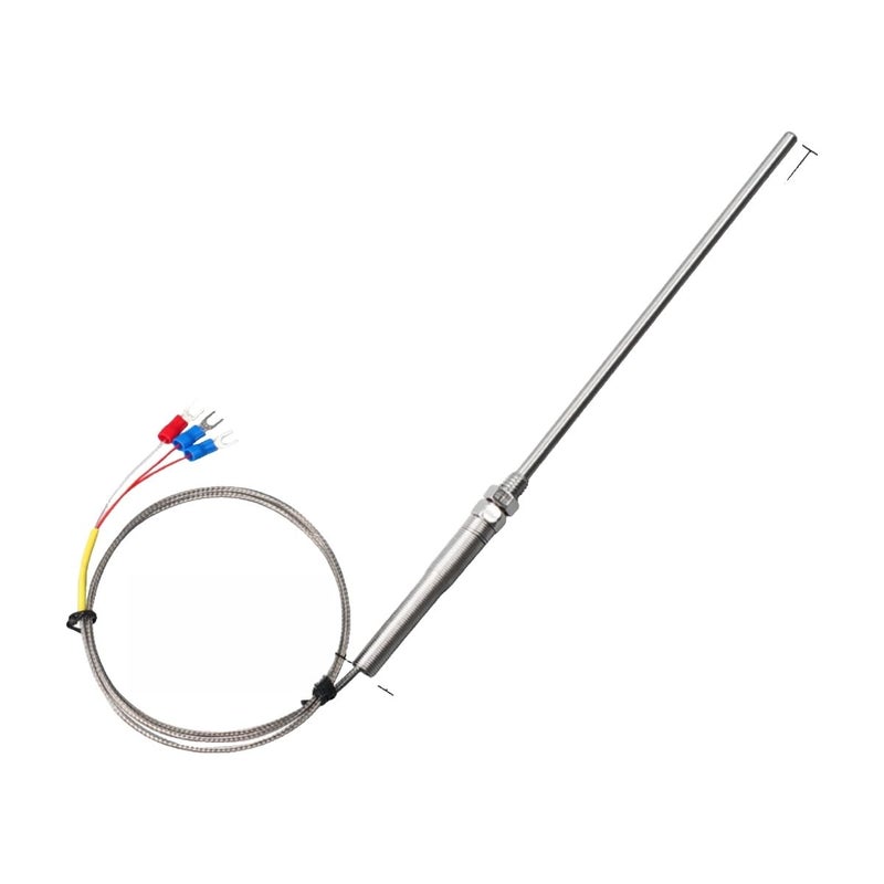 PT100 Temperature Sensor Probe Platinum Three-Wire Thread Needle Type Sensing Wire Thermostat(150MM 300cm Wire)
