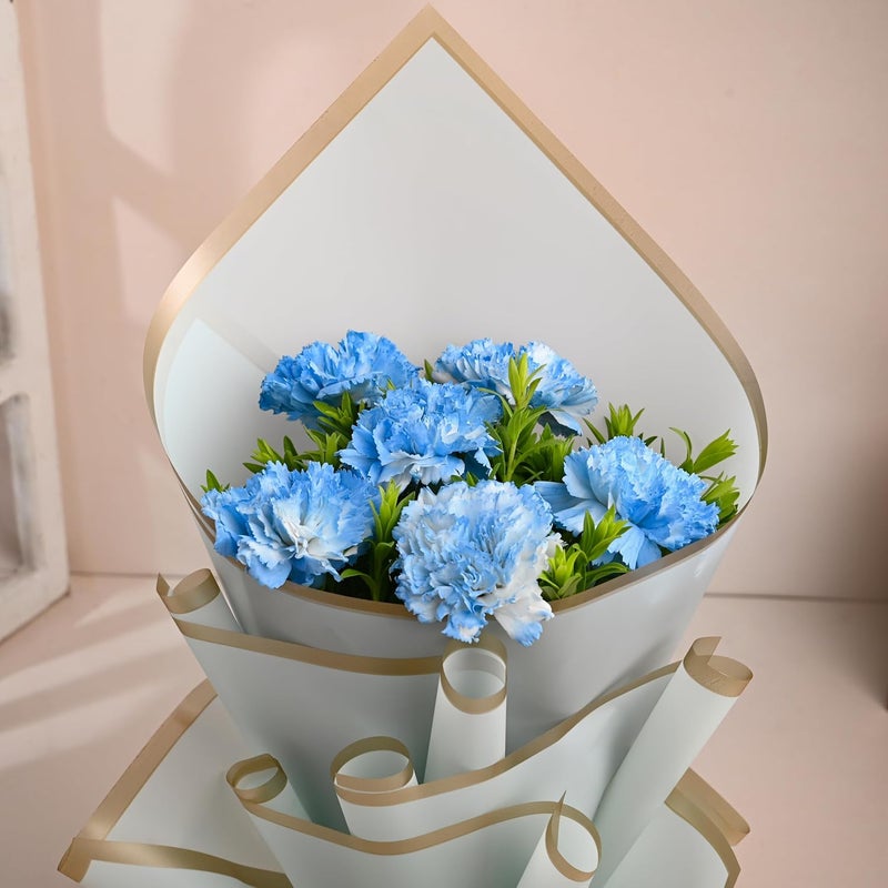 Floweraura FlowerAura Fresh Live Flower Bouquet of 6 Blue Carnations Flowers For Birthday Gift Anniversary Gift Wedding Gift Valentines Day Gift Gift For Special Occasion Same Day Delivery  - Image 3
