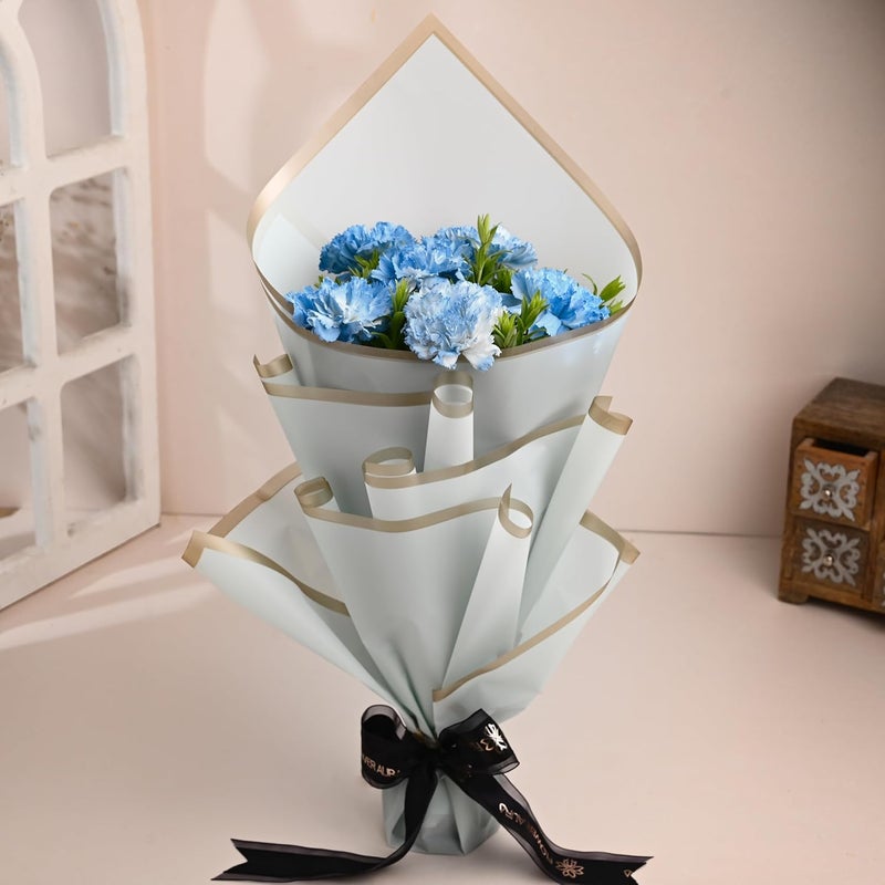 Floweraura FlowerAura Fresh Live Flower Bouquet of 6 Blue Carnations Flowers For Birthday Gift Anniversary Gift Wedding Gift Valentines Day Gift Gift For Special Occasion Same Day Delivery  - Image 2