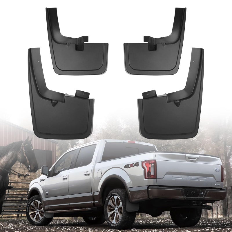 LitMiRaCle Mud Flaps for 20152020 Ford F150 Accessories Front Rear Mud Guards Splash 4PCS Tire Fenderswith OEM Fender Flares Black Style B