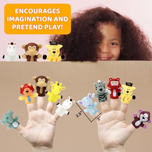 Kiddie Play دمى الأصابع للأطفال 10 قطع حيوانات حديقة الحيوان مطاطية لوقت القصص وألعاب الحمام - Image 5