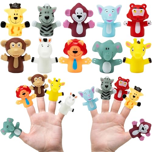 Kiddie Play دمى الأصابع للأطفال 10 قطع حيوانات حديقة الحيوان مطاطية لوقت القصص وألعاب الحمام - Image 1