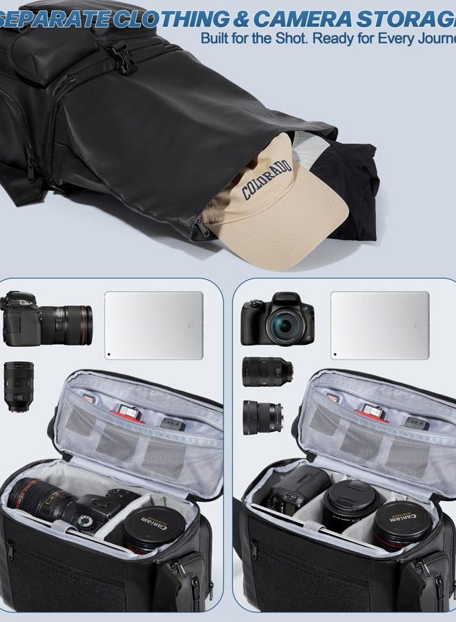Smasrob Camera Bag with Tripod Holder, Rain Cover and Hidden Water Bottle Holder, Camera Sling Bag with Extra Storage Section, Black - Image 2