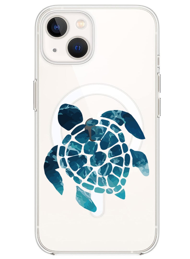 Theodor Magnetic Case for iPhone 13 6.1-inch Compatible with MagSafe Wireless Charging, Shockproof Phone Bumper Cover Blue Turtle - Image 1